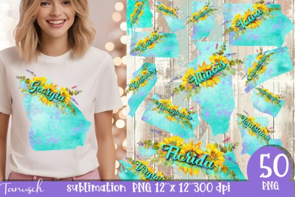 50 Watercolor States Flowers Clipart and Illustrations