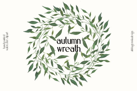 Autumn Greenery Watercolor Wreath 3 Illustrations