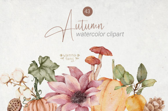 Autumn Watercolor Clipart, Illustrations