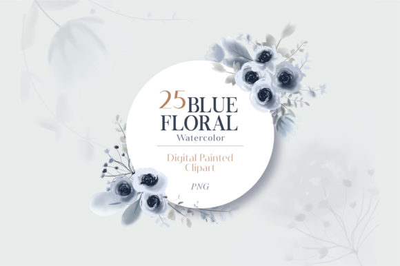 Blue Floral Watercolor PNG for Illustrations