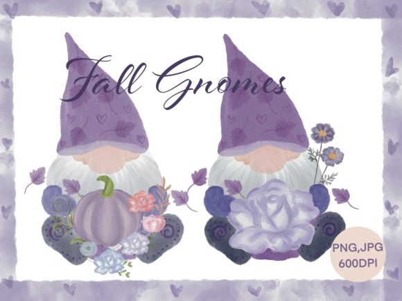 Fall Gnomes PNG, JPG watercolor Illustrations