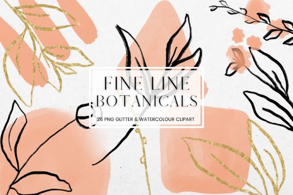 Fine Line Floral, Orange Watercolour Illustrations