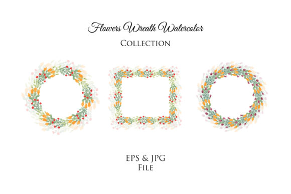 Flowers Wreath Watercolor Collection & Illustrations