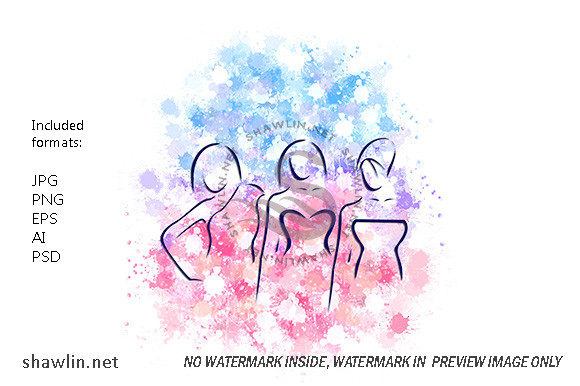 Hi Fashion Women Watercolor Doodle: Fresh Illustrations