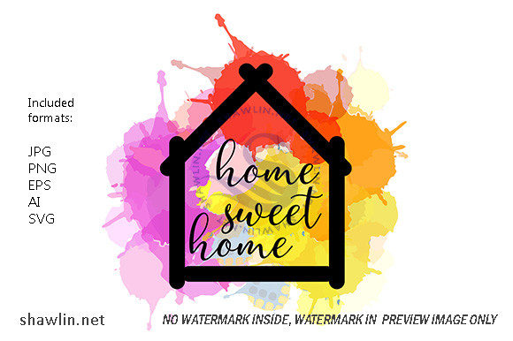 Home Sweet Home Watercolor Quote Illustrations