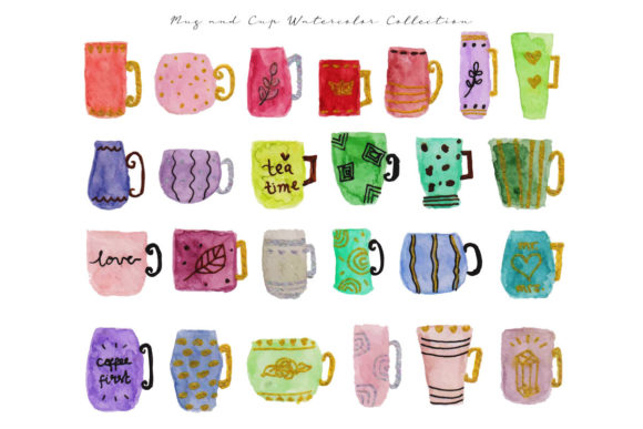 Mug and Cup Watercolor Collection Illustrations