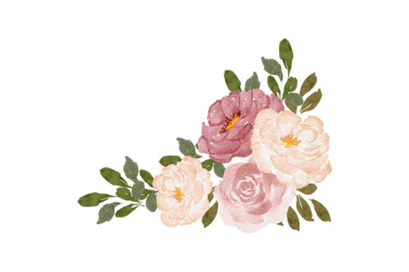 Rose Watercolor Flower Arrangement Illustrations