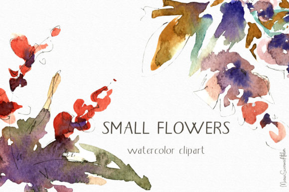 Small Flowers Watercolor Clipart