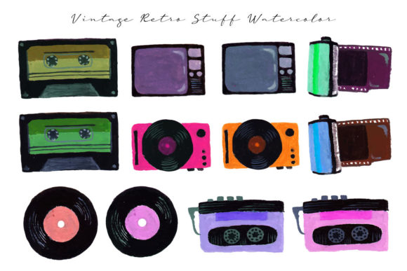 Vintage Retro Watercolor Collection
