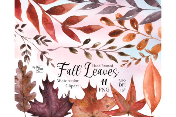 Watercolor BOHO FALL Leaves Clipart and Illustrations