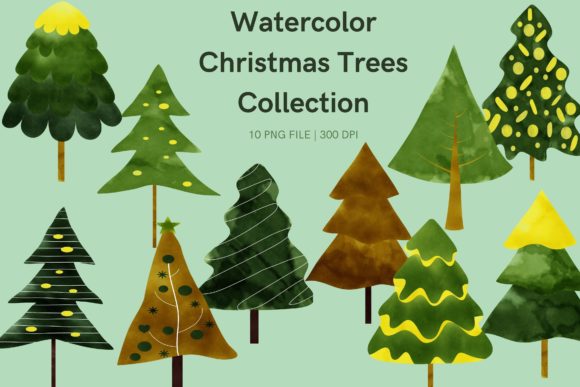 Watercolor Christmas Trees: Festive Illustrations