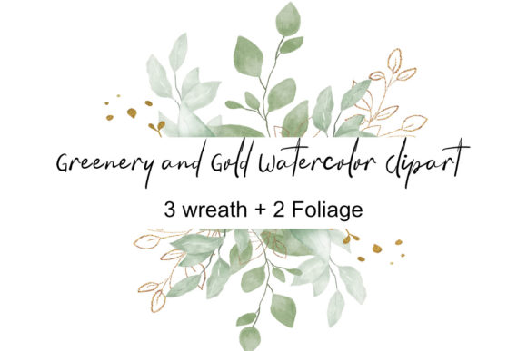 Watercolor Clipart Greenery Set and Illustrations