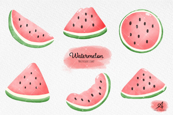 Watercolor Cute Watermelon Clipart and Illustrations