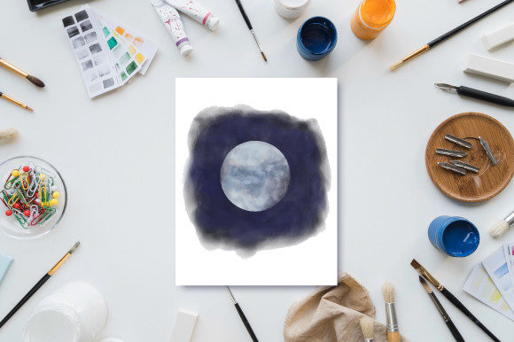 Watercolor Dark Sky Moon Design and Illustrations
