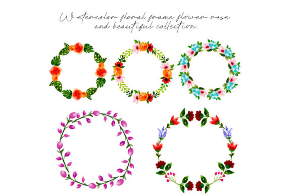 Watercolor Floral Frame Flower Rose Illustrations
