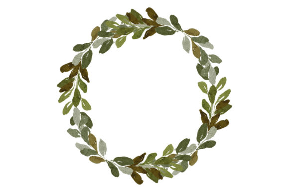Watercolor Floral Frame with Green Leaf Illustrations