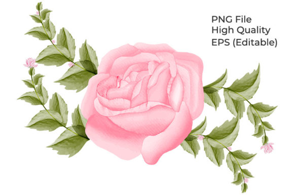 Watercolor Flower with Floral Design PNG