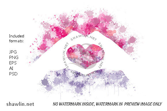 Watercolor Hands Heart: Versatile Illustrations