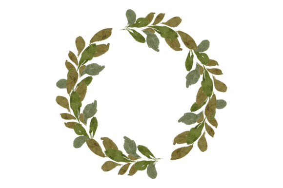 Watercolor Leaf Wreath Frame Paint and Illustrations