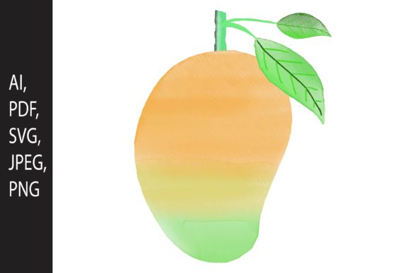Watercolor Mango Design for SVG Cut File