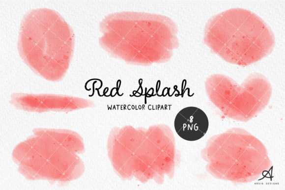 Watercolor Red Brush Splash Clipart & Illustrations