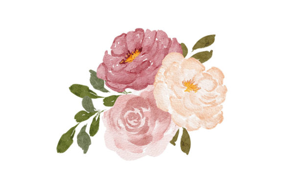 Watercolor Rose Flower Bouquet Illustrations