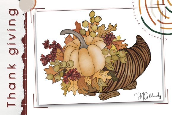 Watercolour Thanksgiving Cornucopia Illustrations